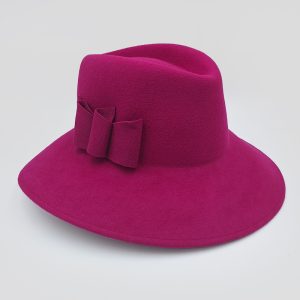 καπέλο μάλλινο φούξια hat plantation feltwool bow fuchsia AA9156 side