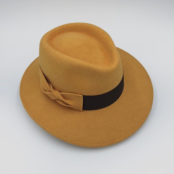 καπέλο μάλλινο ώχρα trilby hat feltwool AA9147 OCHER