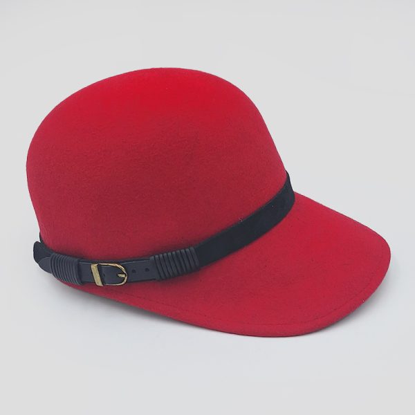 καπέλο μάλλινο κόκκινο HAT FEMALE FELTWOOL JOCKEY AA14044
