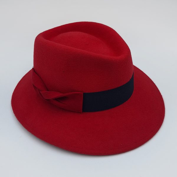 καπέλο μάλλινο κόκκινο trilby hat feltwool AA9147 RED