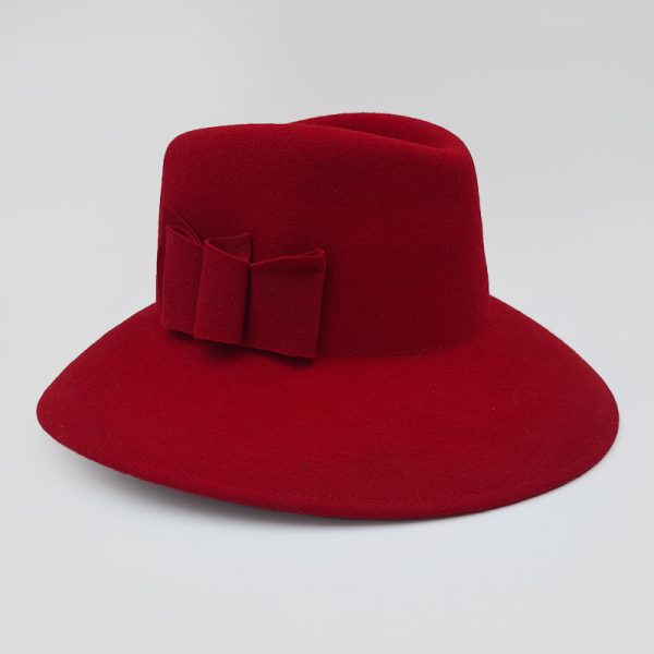 καπέλο μάλλινο κόκκινο hat plantation feltwool bow red AA9156