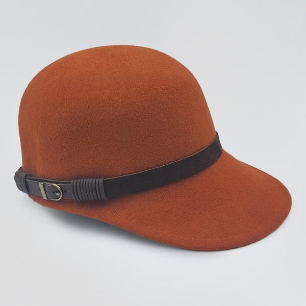 καπέλο μάλλινο μπλε ρουα HAT FEMALE FELTWOOL JOCKEY tobacco AA14044