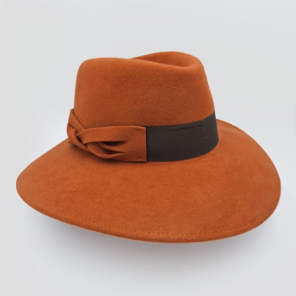 καπέλο μάλλινο hat feltwool braid Tobacco AA9149