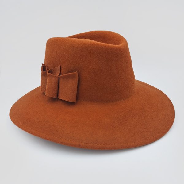 καπέλο μάλλινο hat plantation feltwool bow tobacco AA9156