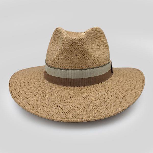ψάθινο καλοκαιρινό καπέλο INDIANA STRAW BICOLOR RIBBON NUDE
