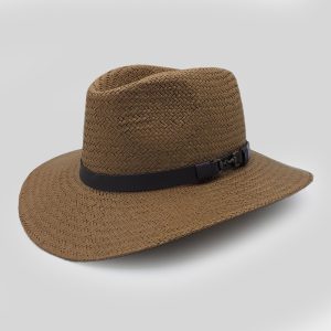 ψάθινο καλοκαιρινό καπέλο PLANTATION STRAW LEATHER BELT BROWN