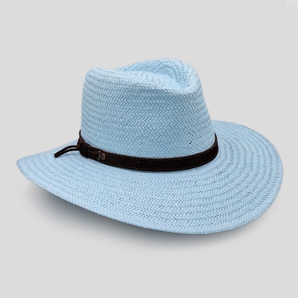 ψάθινο καλοκαιρινό καπέλο SUMMER STRAW HAT PLANTATION WIDE BRIMMED LIGHT BLUE
