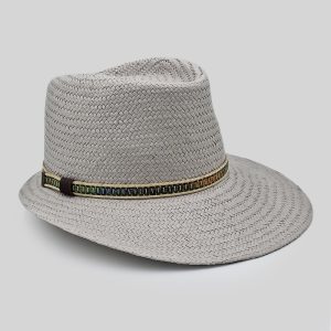 ψάθινο καλοκαιρινό καπέλο SUMMER STRAW CAP WIDE BRIM GRAY