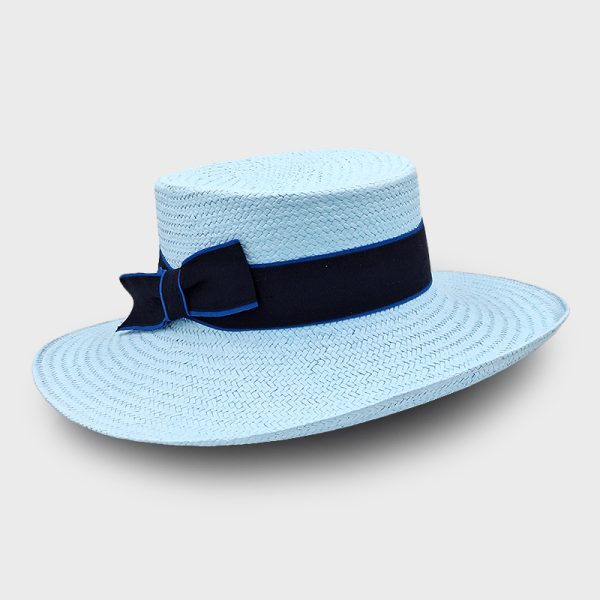 ψάθινο καλοκαιρινό καπέλο SUMMER STRAW HAT ALAMUDDIN CANOTIER STRAW LIGHT BLUE