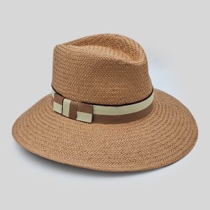 ψάθινο καλοκαιρινό καπέλο SUMMER TEARDROP STRAW BICOLOR CAMEL