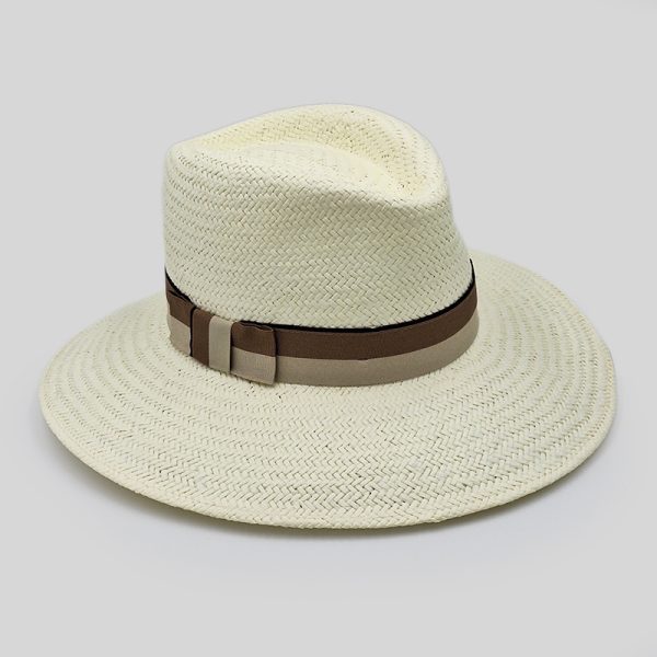 ψάθινο καλοκαιρινό καπέλο SUMMER TEARDROP STRAW BICOLOR ECRU