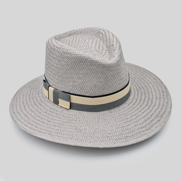 ψάθινο καλοκαιρινό καπέλο SUMMER TEARDROP STRAW BICOLOR GRAY
