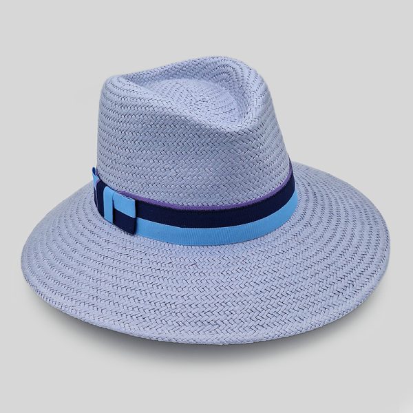 ψάθινο καλοκαιρινό καπέλο SUMMER TEARDROP STRAW BICOLOR LILAC