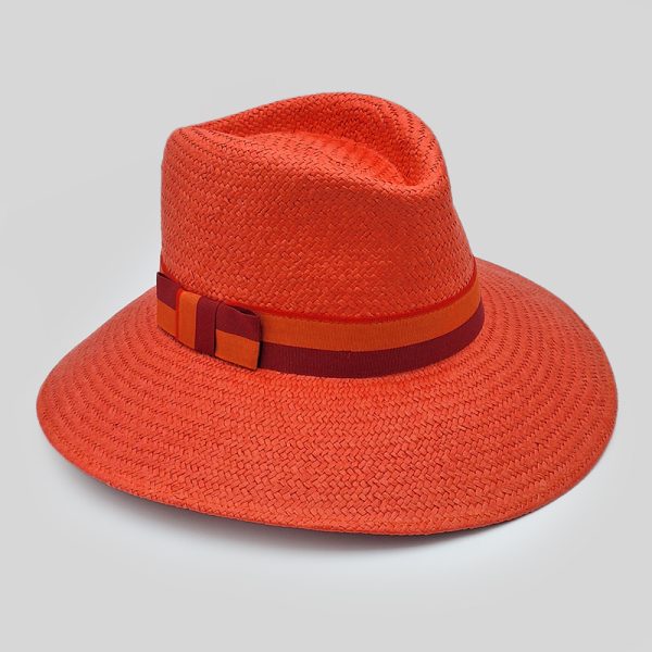 ψάθινο καλοκαιρινό καπέλο SUMMER TEARDROP STRAW BICOLOR RED