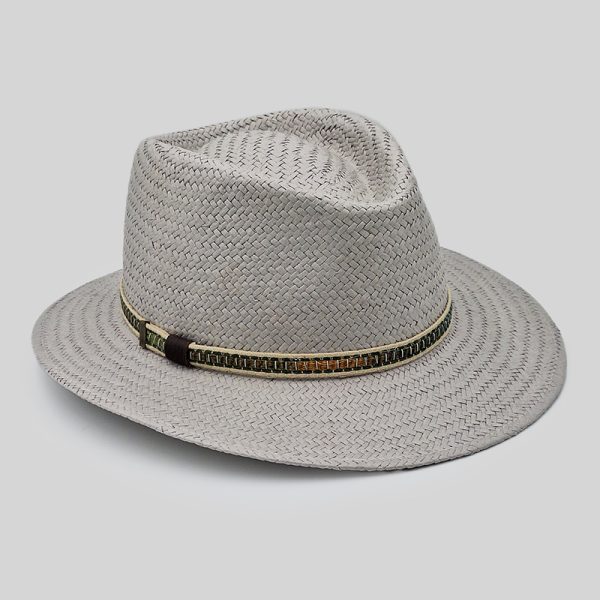 ψάθινο καλοκαιρινό καπέλο SUMMER TRILBY STRAW HAT GRAY