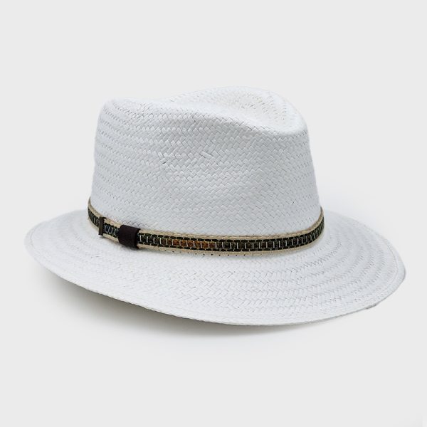 ψάθινο καλοκαιρινό καπέλο SUMMER TRILBY STRAW HAT WHITE